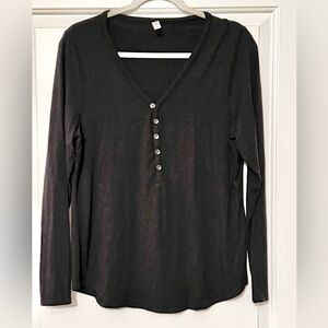 Athleta Nighttime Bliss Waffle Knit V Neck Top Sz L